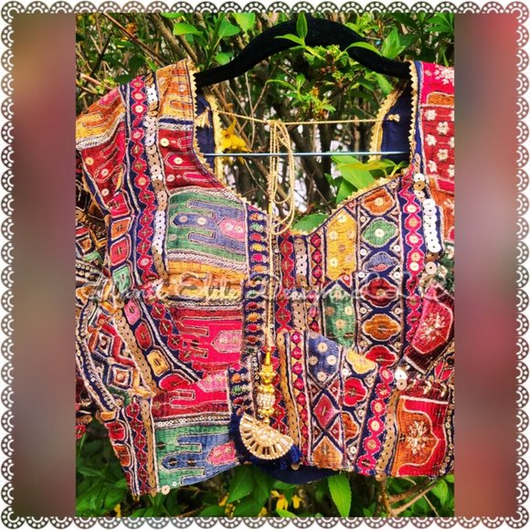 Salwar Kameez Other - Sabyasachi Inspired Multicolor Bridal Blouse - Gold Sequins Blouse For W…